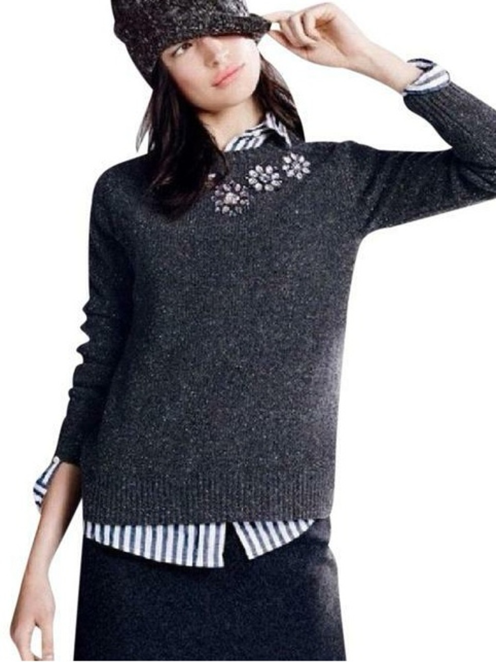 EUC! J.Crew Bejeweled Preppy Fall Cozy Classy Winter Crew Neck Donegal Sweater